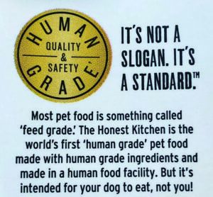 human grade dog food label