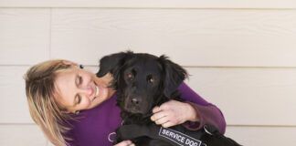 woman with her service dog