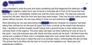 facebook post about local vet