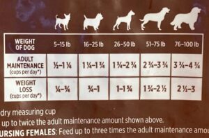 dog food serving size chart