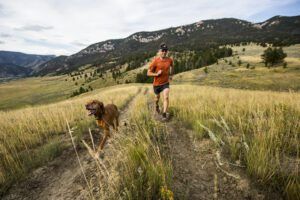 A man and trail running