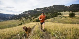 A man and trail running