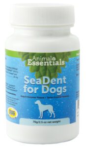 A bottle of Seadent oral supplements for dogs.