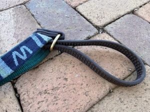A biothane handle for dog leashes looped within itslef