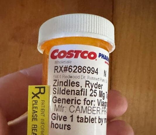 A mislabeled bottle of prescription medicine for a dog.