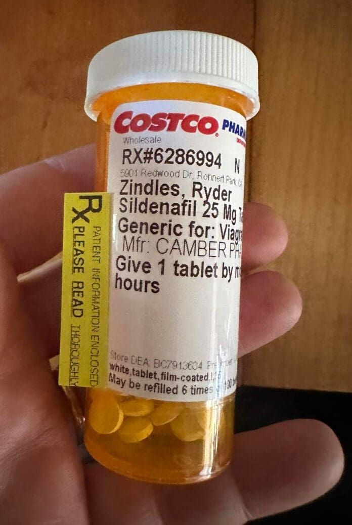 A mislabeled bottle of prescription medicine for a dog.